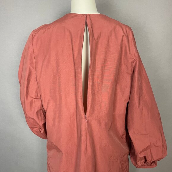 COS Dress Terracotta Brown Tunic Puff Sleeve Oversized Fit Women US Medium EU 42 - Picture 7 of 13
